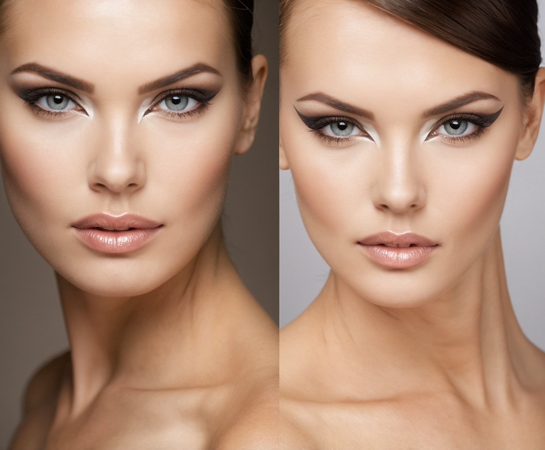 Transformación facial con maquillaje avanzado.